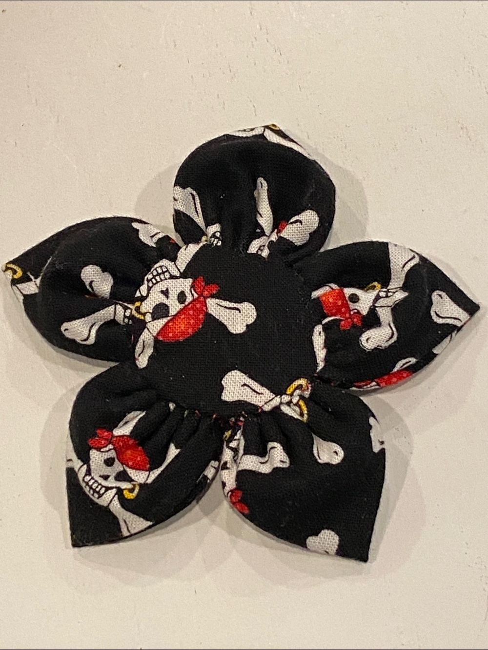 Pet Collar Flower in Pirate Print
